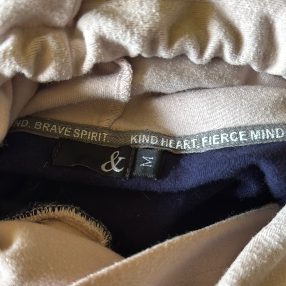 Ampersand Navy Double Hoodie with Floral Sleeve Design - Picture 4 of 4
